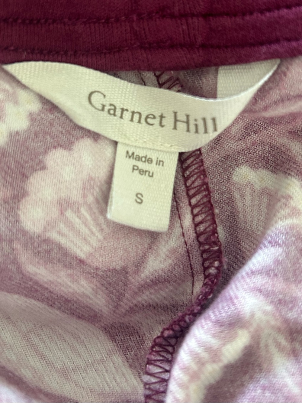 Garnet Hill Plum & Blush Floral & Bird Lounge Joggers Pajama Pants Size Small - Picture 3 of 5